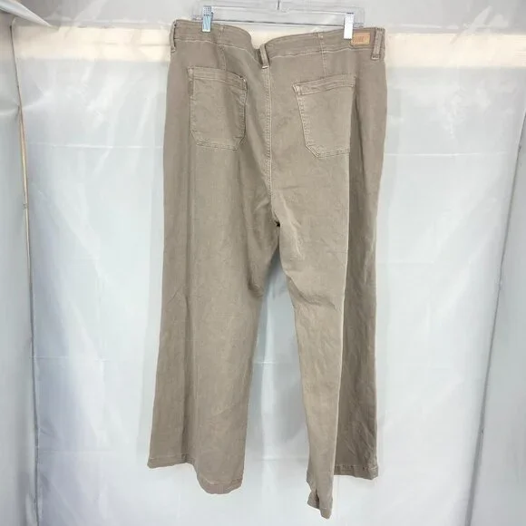 Paige Women 34 Carly Wide Leg Pant Khaki Ankle Moss Taupe Tie Waist High Waist - Picture 4 of 12